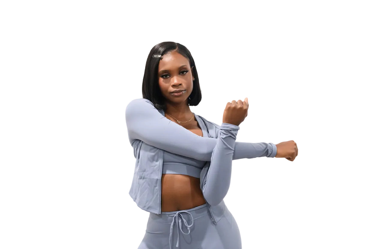 Sky Blue - Hooded Jacket & Flare Pants