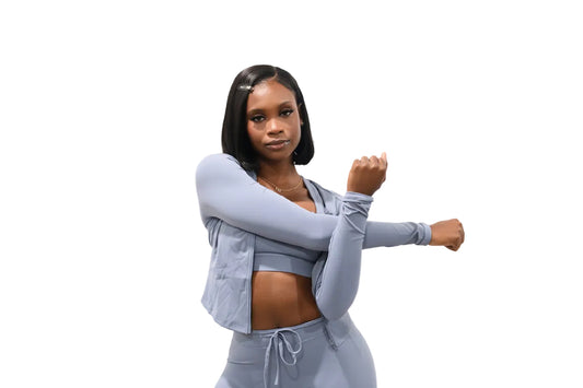 Sky Blue - Hooded Jacket & Flare Pants