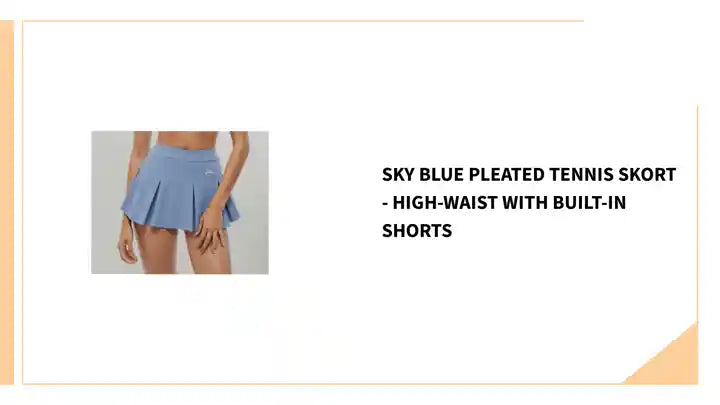 Sky Blue Pleated Tennis Skort - High-Waist with Built-In Shorts by@Outfy