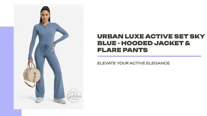 Urban Luxe Active Set Sky Blue - Hooded Jacket &amp; Flare Pants by@Outfy