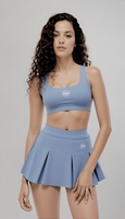 Sky Blue Pleated Skort Activewear Set - Sports Bra & Tennis Skort - Simply Golden